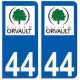 44 Orvault logo autocollant plaque stickers ville