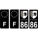 86 Vienne noir autocollant plaque immatriculation auto sticker Lot de 4 Stickers