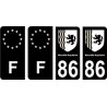 86 Vienne noir autocollant plaque immatriculation auto sticker Lot de 4 Stickers