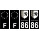86 Vienne noir autocollant plaque immatriculation auto sticker Lot de 4 Stickers