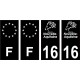16 Charente logo autocollant plaque immatriculation auto sticker Lot de 4 Stickers