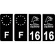 16 Charente logo autocollant plaque immatriculation auto sticker Lot de 4 Stickers