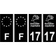 17 Charente Maritime logo noir autocollant plaque immatriculation auto sticker Lot de 4 Stickers