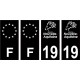 19 Corrèze logo noir autocollant plaque immatriculation auto sticker Lot de 4 Stickers