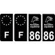 86 Vienne logo noir autocollant plaque immatriculation auto sticker Lot de 4 Stickers