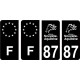 87 Haute Vienne logo noir autocollant plaque immatriculation auto sticker Lot de 4 Stickers