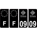 09 Ariège logo noir autocollant plaque immatriculation auto sticker Lot de 4 Stickers