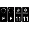 11 Aude logo noir autocollant plaque immatriculation auto sticker Lot de 4 Stickers