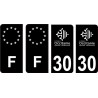 30 Gard logo noir autocollant plaque immatriculation auto sticker Lot de 4 Stickers