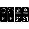 31 Haute Garonne logo noir autocollant plaque immatriculation auto sticker Lot de 4 Stickers