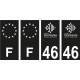 46 Lot logo noir autocollant plaque immatriculation auto sticker Lot de 4 Stickers