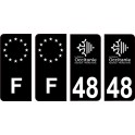 48 Lozère logo noir autocollant plaque immatriculation auto sticker Lot de 4 Stickers