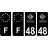 48 Lozère logo noir autocollant plaque immatriculation auto sticker Lot de 4 Stickers