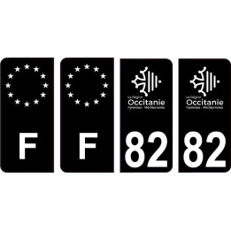 82 Tarn et Garonne logo noir autocollant plaque immatriculation auto sticker Lot de 4 Stickers