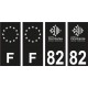 82 Tarn et Garonne logo noir autocollant plaque immatriculation auto sticker Lot de 4 Stickers