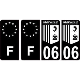 06 Alpes-Maritimes noir autocollant plaque immatriculation auto sticker Lot de 4 Stickers