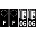 06 Alpes-Maritimes noir autocollant plaque immatriculation auto sticker Lot de 4 Stickers