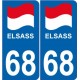 68 El Elsass Alsace drapeau logo 364 sticker autocollant plaque immatriculation auto