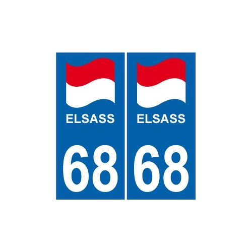 68 El Elsass Alsace drapeau logo 364 sticker autocollant plaque immatriculation auto