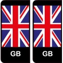 GB Angleterre drapeau fond noir sticker autocollant plaque immatriculation auto