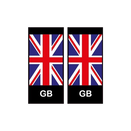 GB Angleterre drapeau fond noir sticker autocollant plaque immatriculation auto