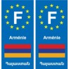 F Europe Arménie Armenia autocollant plaque
