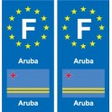 F Europe Aruba autocollant plaque