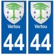 44 Vertou blason autocollant plaque stickers ville