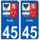 45 Amilly blason autocollant plaque stickers ville