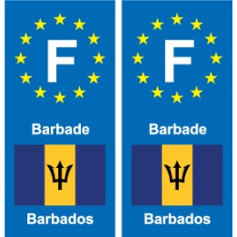 F Europe Barbade Barbados autocollant plaque