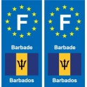 F Europe Barbade Barbados autocollant plaque