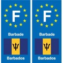 F Europe Barbade Barbados autocollant plaque