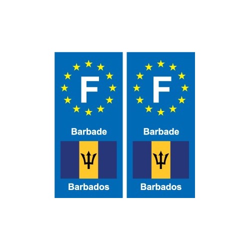 F Europe Barbade Barbados autocollant plaque
