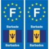 F Europe Barbade Barbados autocollant plaque