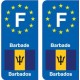 F Europe Barbade Barbados autocollant plaque