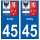 45 Amilly blason autocollant plaque stickers ville