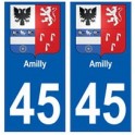 45 Amilly blason autocollant plaque stickers ville