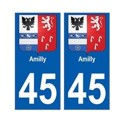 45 Amilly blason autocollant plaque stickers ville