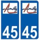 45 Amilly logo autocollant plaque stickers ville
