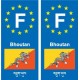 F Europa bután en Bhután placa etiqueta
