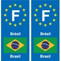 F Europe Brésil Brazil autocollant plaque