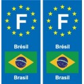 F Europe Brésil Brazil 2 autocollant plaque