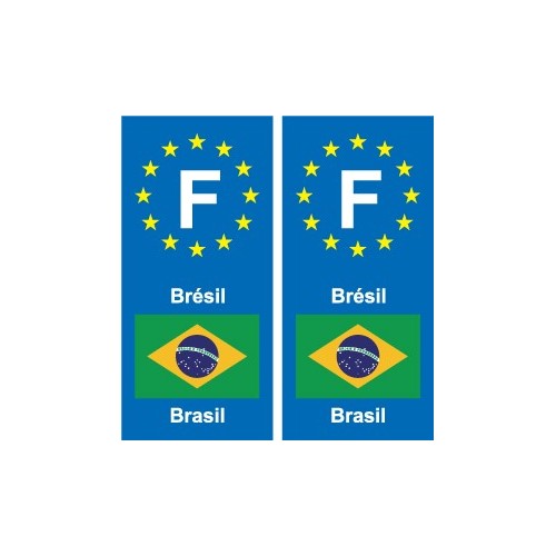 F Europe Brésil Brazil autocollant plaque