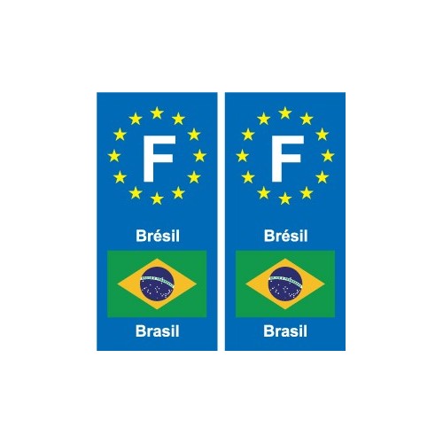 F Europe Brésil Brazil autocollant plaque