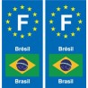 F Europe Brésil Brazil 2 autocollant plaque