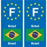 F Europe Brésil Brazil autocollant plaque