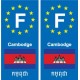 F Europe Cambodge Cambodia 2 autocollant plaque