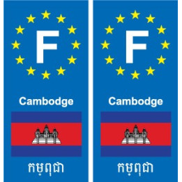 F Europe Cambodge Cambodia autocollant plaque