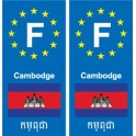 F Europe Cambodge Cambodia autocollant plaque