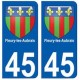 45 Fleury-les-Aubrais blason autocollant plaque stickers ville